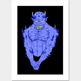 Grinning Blue Devil Posters and Art